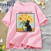 Van Gogh Van Meow Cat Tshirt Funny Unisex Women Cats Lovers T Shirt Street Clothing Graphic Tees Womens Shortsleeved Tshirt