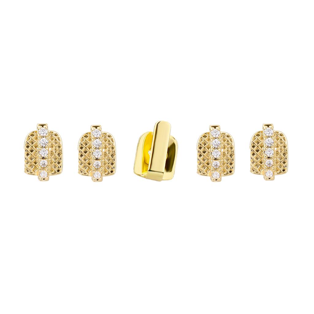 Real Gold Plated Hip-Hop Teeth Brace TEMU Halloween Hot-Selling Gold Teeth Set Rap Versatile Personality Teeth Accessories Wholesale