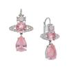 Symmetrical Composition Brass Earrings Women Earrings Silver Pink 6202015N-02P652