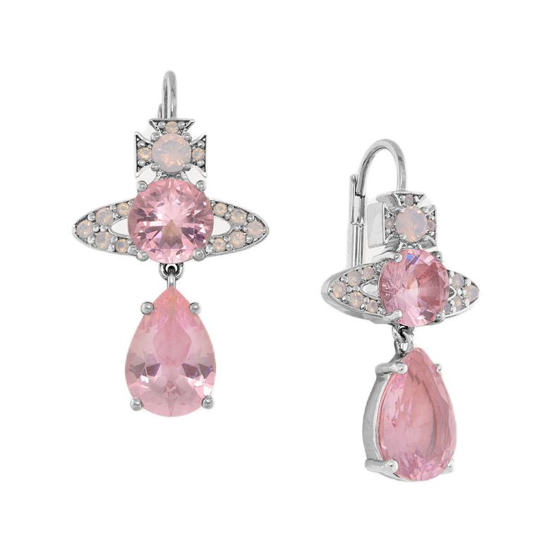 

Vivienne Westwood Symmetrical Composition Brass Earrings Women earrings Silver Pink 6202015N-02P652 Basic Packaging-Dust Bag+Box