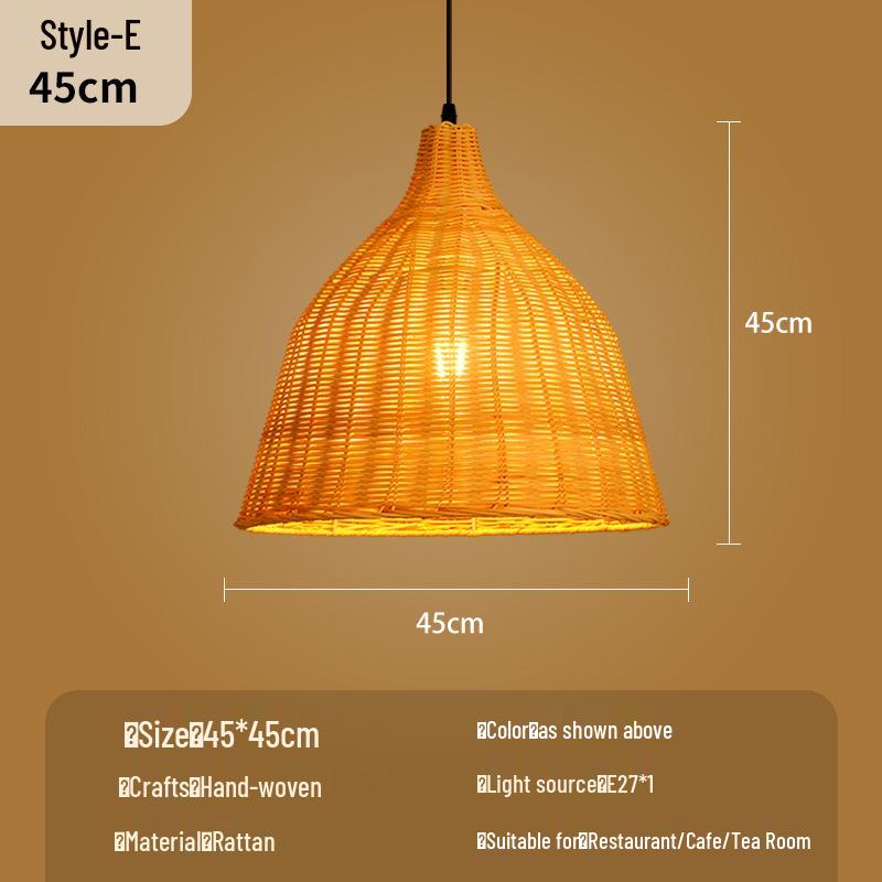 Bamboo Woven Lantern Light for Chinese Restaurant or Teahouse - Rattan Straw Hat Pendant Light