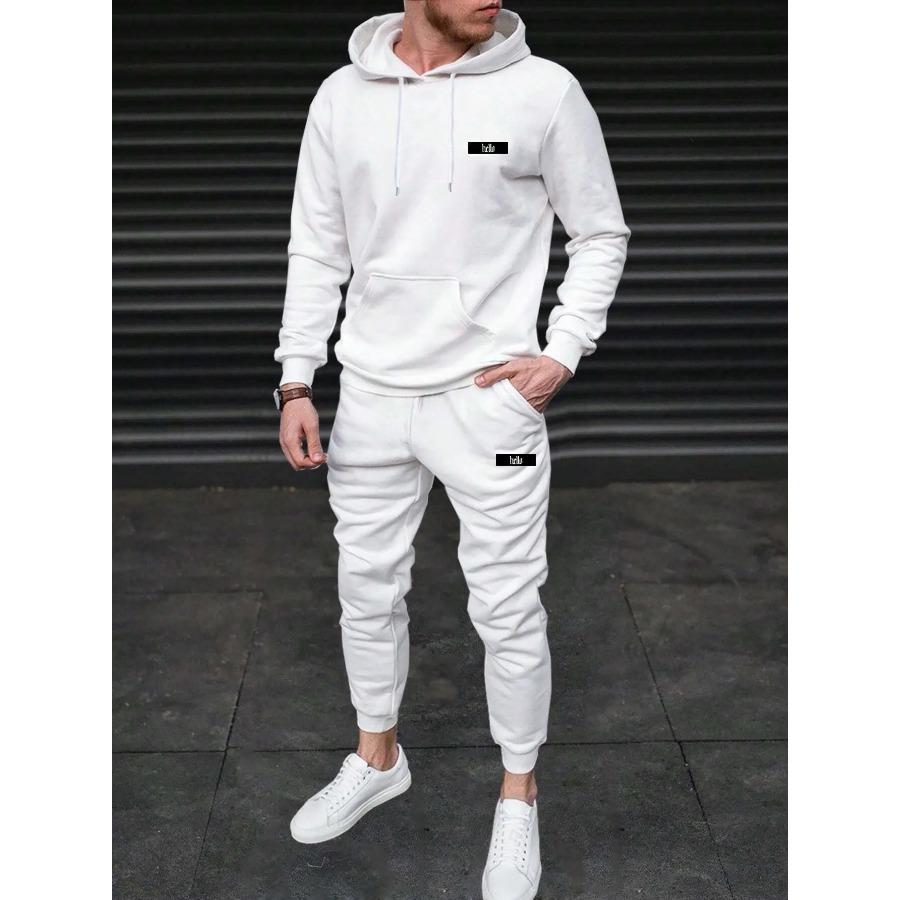 Herbst Winter Zweiteiliges Set für Männer Kordelzug Damen Trainingsanzug mit Kapuze Qualität Bequemer Casual Pullover Mode Täglich