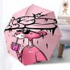 1pc pink panther iced coffee Automatic Open Close Umbrella with 8-Rib Windproof Canopy Compact Portable Travel Umbrella10317