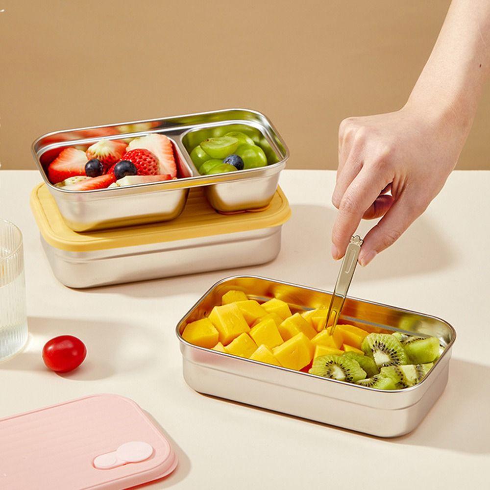 Boîte à déjeuner en acier inoxydable avec joint en silicone, simple/double compartiment, plateau alimentaire de voyage, bureau