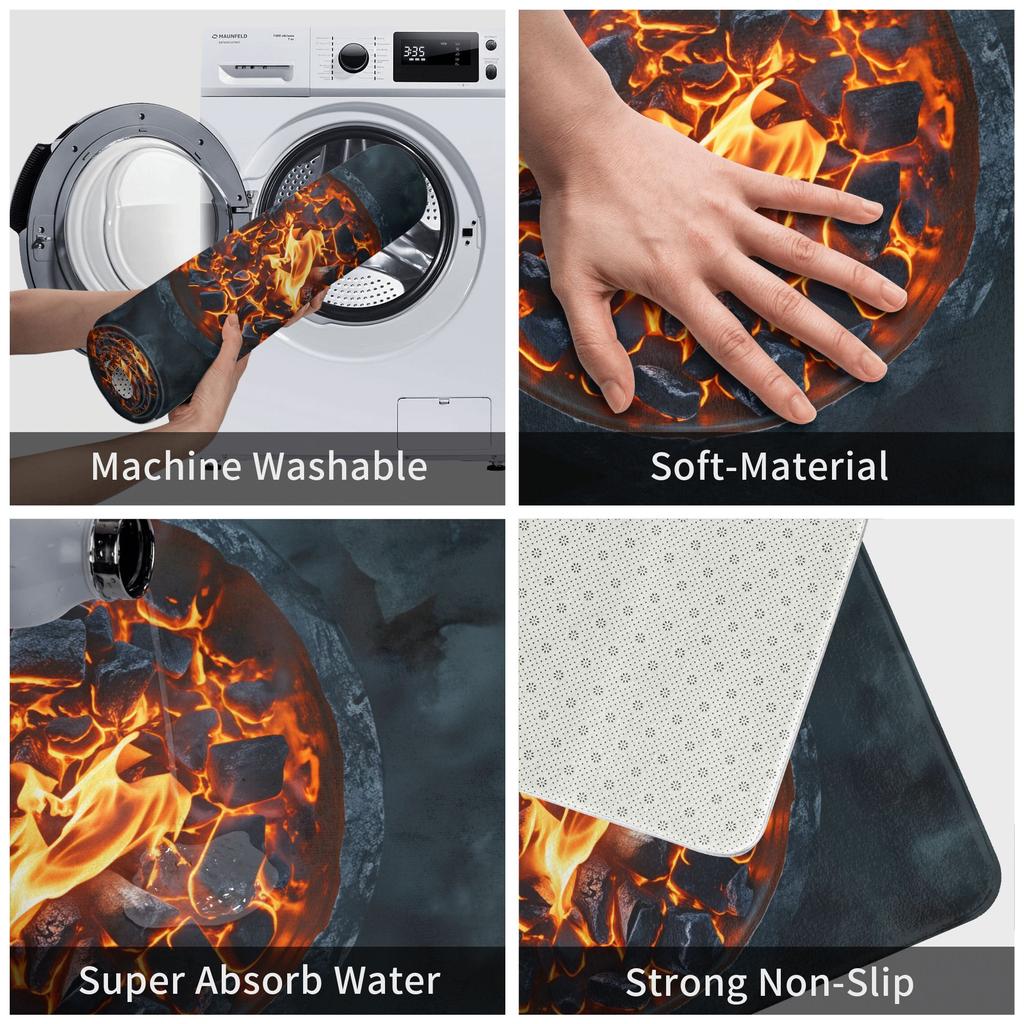 Versatile 3D Brazier Design Funny Gift Doormat Mat Anti-Slip  Kitchen Bath Living Room Rug Carpet 40*60cm