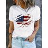 American Flag Printed T-Shirt, Short-Sleeve Round Neck Casual Top for Independence Day, Suitable for Summer And Spring, Women'S Clothing