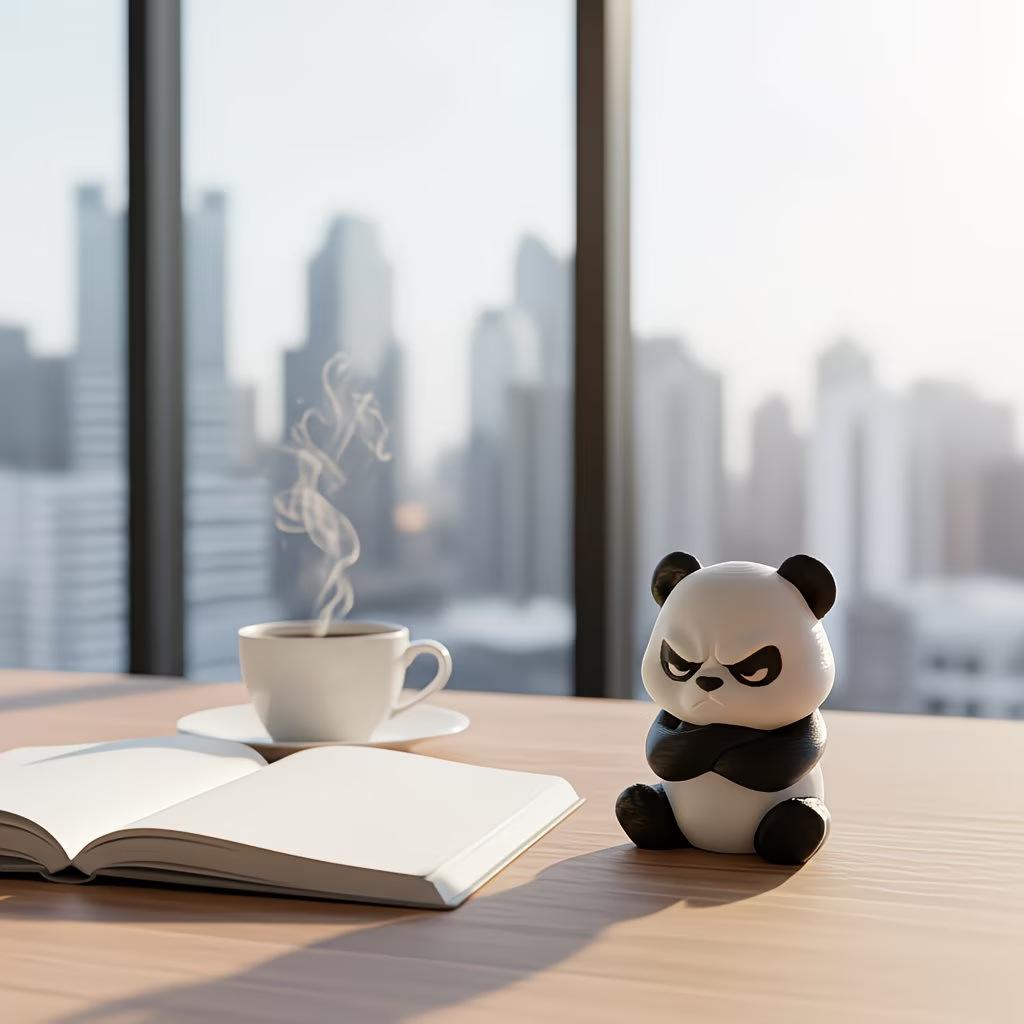 Xiaomi Angry Panda Statue Funny 3D Printed Grumpy Panda Figurine Novelty Animal Desktop Ornament for Home Office Decoration