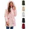 Parka lungă de iarnă pentru femei, în stil european și american, cu căptușeală din lână polară și guler mare de blană
