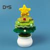 Crochet Christmas Tree Handmade Knitting Xmas Tree Ornaments Potted Plant Desktop Figurine for Holiday Crafting