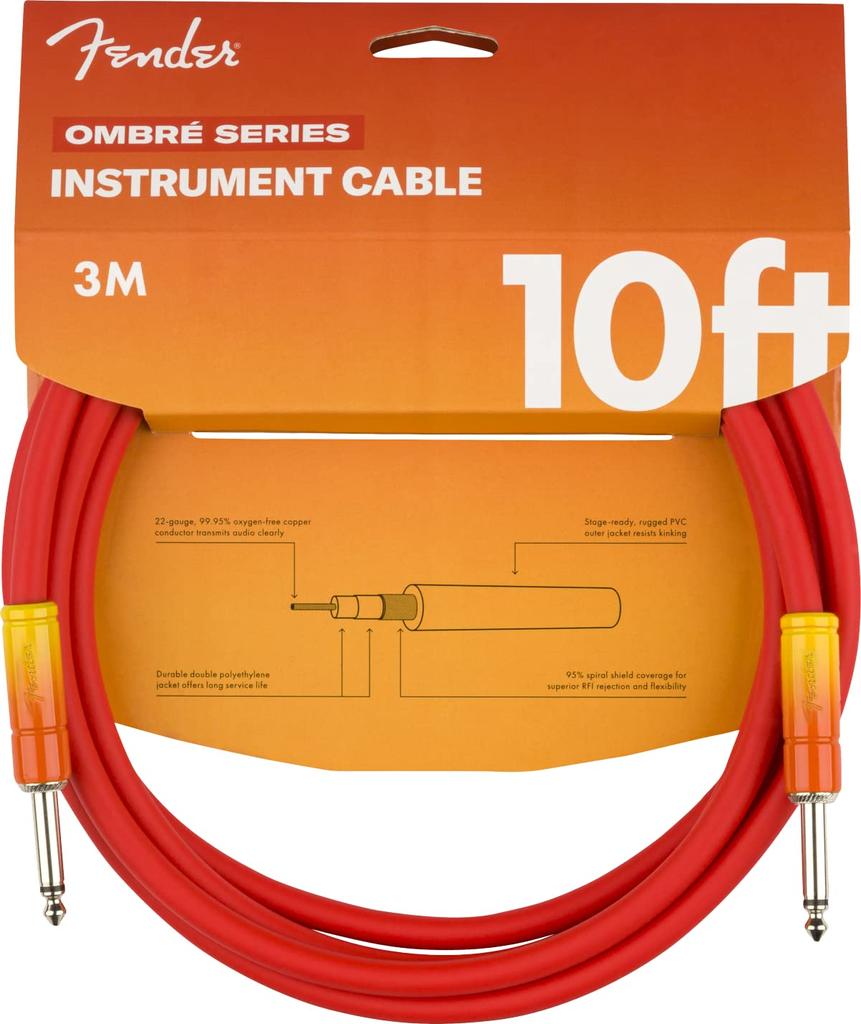 Fender Instrument Tequila Sunrise Ombré Cable, Straight/Straight, 10',