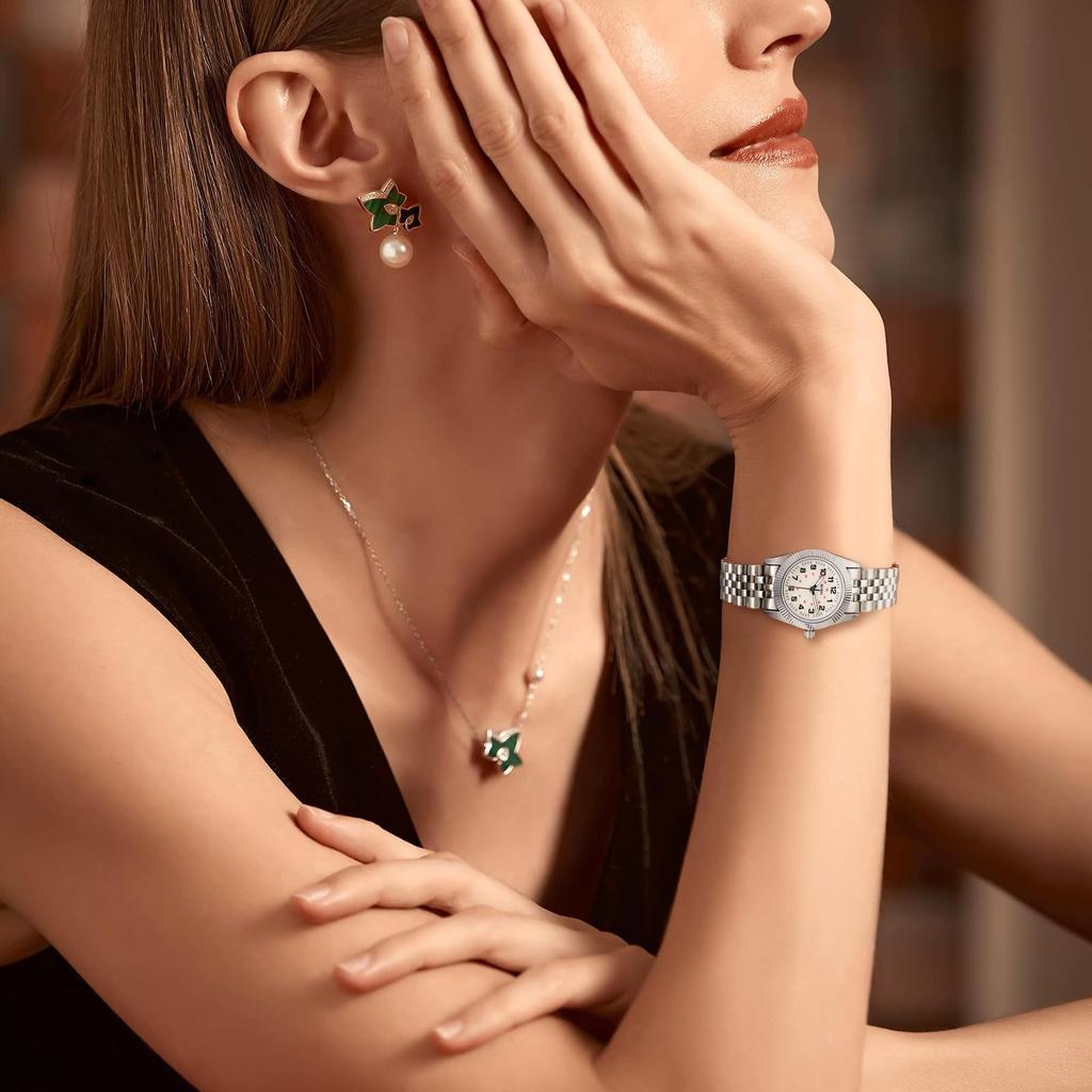 BUREI Analog Quartz Silver Silver Stainless Steel Watch Women's Watch, Waterproof, Business, Stylish, Dial, Band, Simple, Casual, Small, Easy-to-Read,