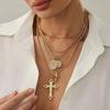 IngeSight.Z 6Pcs/Set HipHop Punk Jesus Cross Pendant Necklace Women Vintage Adjustable Gold Color Necklace Statement Y2K Jewelry