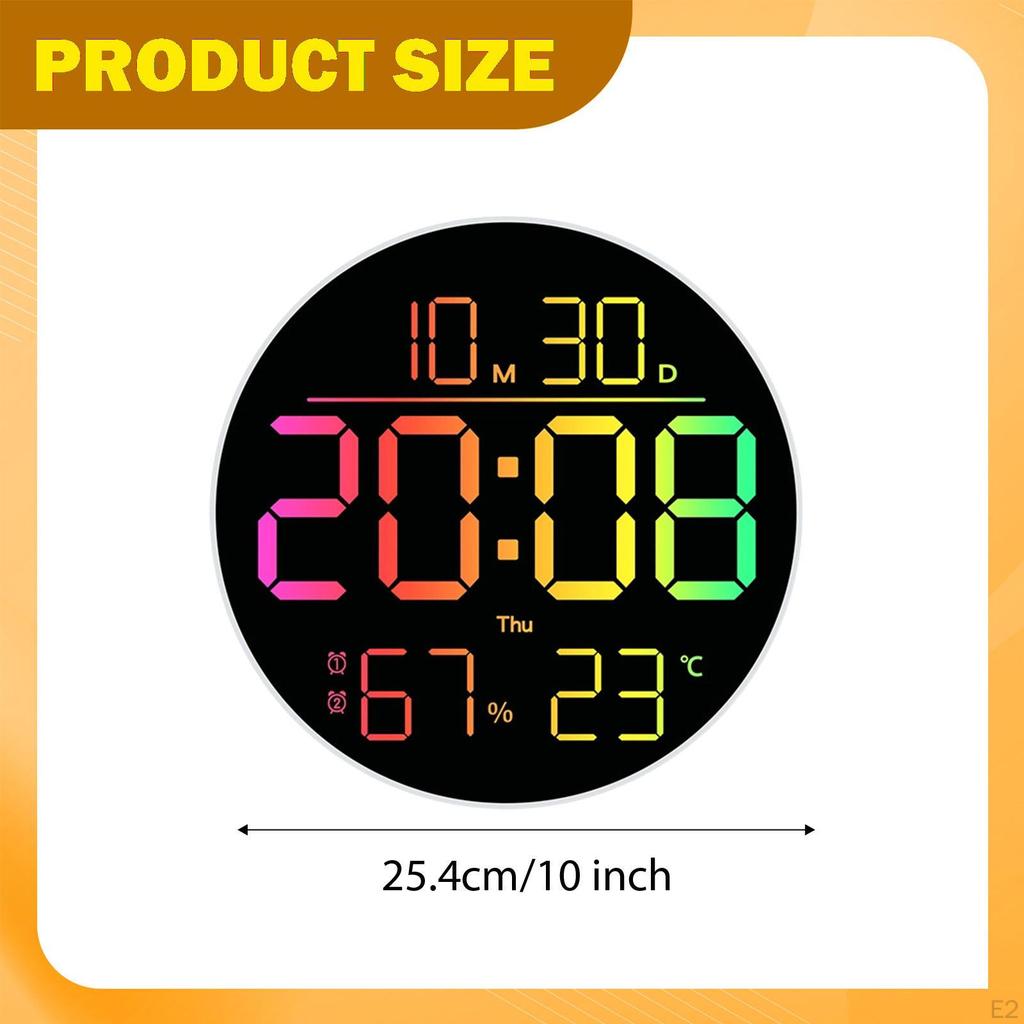 Digital Wall Clock Alarm Calendar LED Display Date Week with Remote Control Night Light