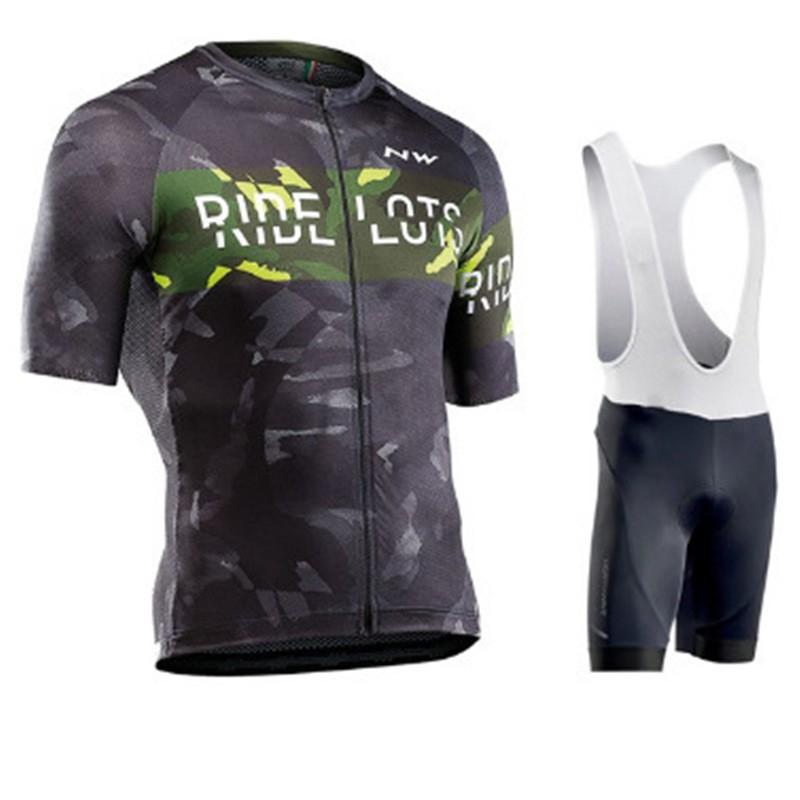 Mens Cycling Jersey Set With Straps Short Sleeve Slim Fit Bike Wear