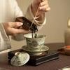 Ceramic Sancai Gaiwan Chinese Tea Tureen Pottery Handmade Color Enamel Kungfu Teacups Master Cup Classical Teaware Set