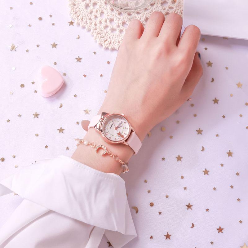 Quartz Watch, Women's Model, Seven-point Cat, Six-point Cat, Love Luminous Needle Student Watch