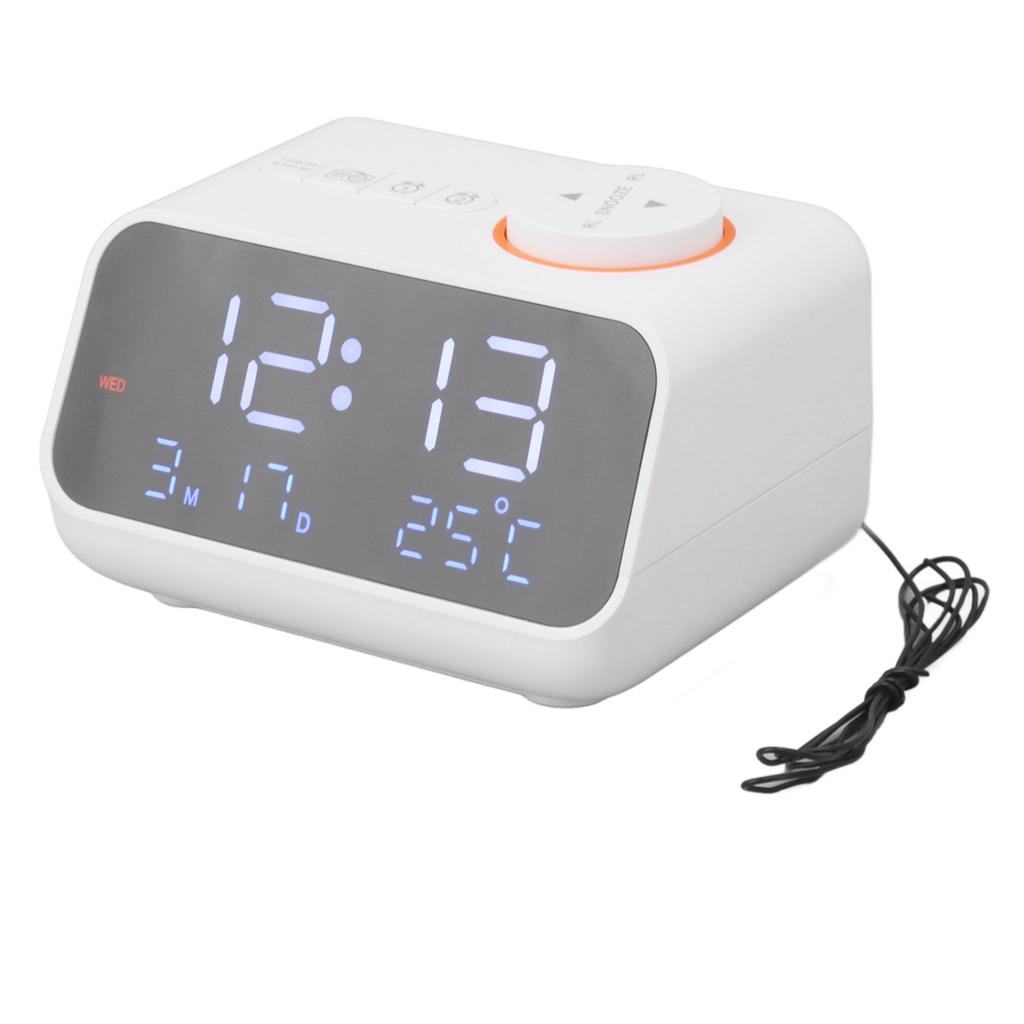 Alarm Clock Radio LED Digital Alarm Clock with FM Radio Music Temperature Humidity Display for Home