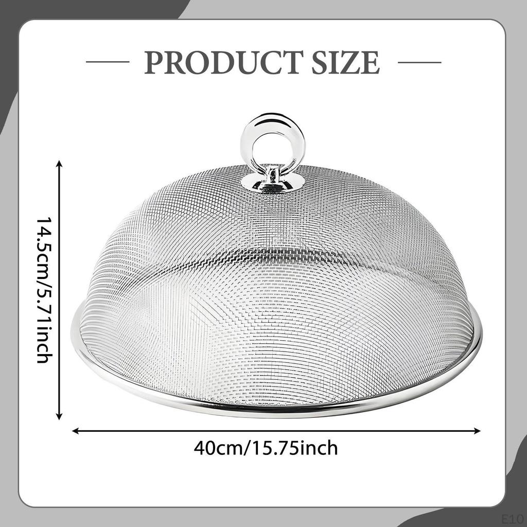 Dome-shaped Food Cover Made of Stainless Steel Mesh with Handle, Lightweight, Shatter, Washable And