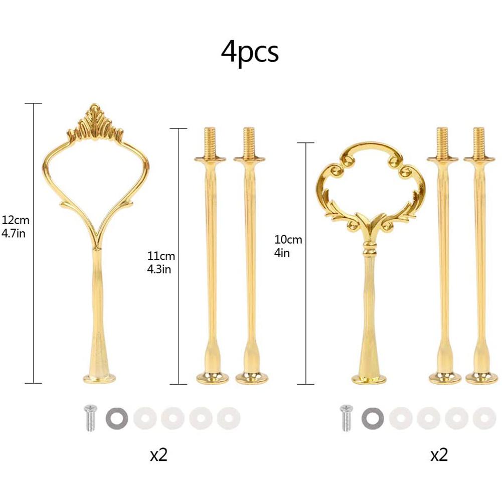 4 Set Of 3 Tier Cake Plate Stand Handle Hardware, 2 Styles Tiered