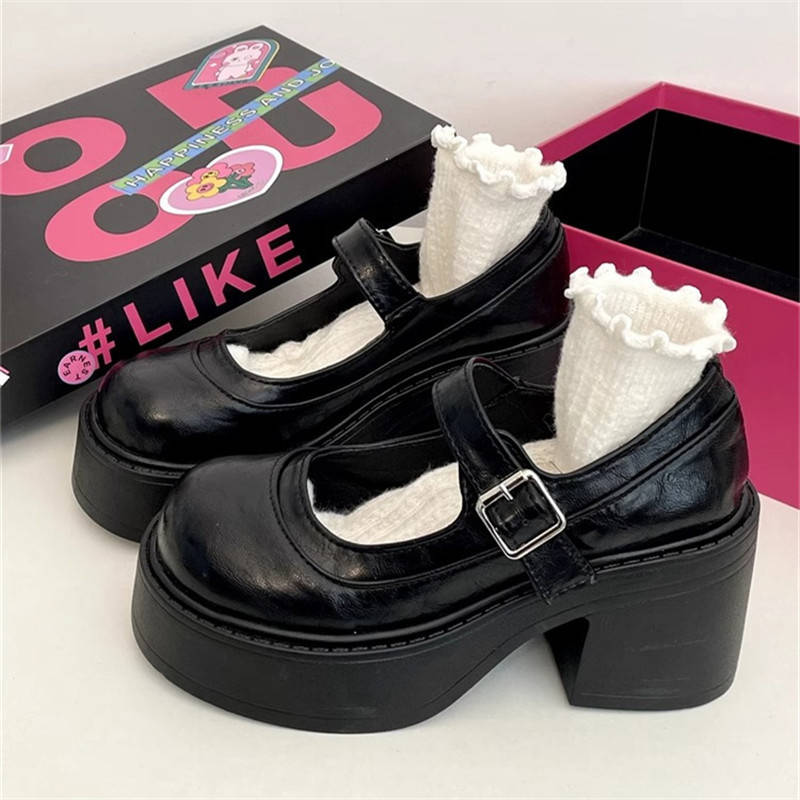 Brown retro French heightened platform small leather shoes women's 2025 new autumn thick heel Mary Jane light mouth single shoes