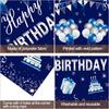 Blue Silver Happy Birthday Door Banner Decorations for Men Boys, Happy Birthday Door Cover Sign Party Supplies, 16th 21st 30th 40th 50th 60th
