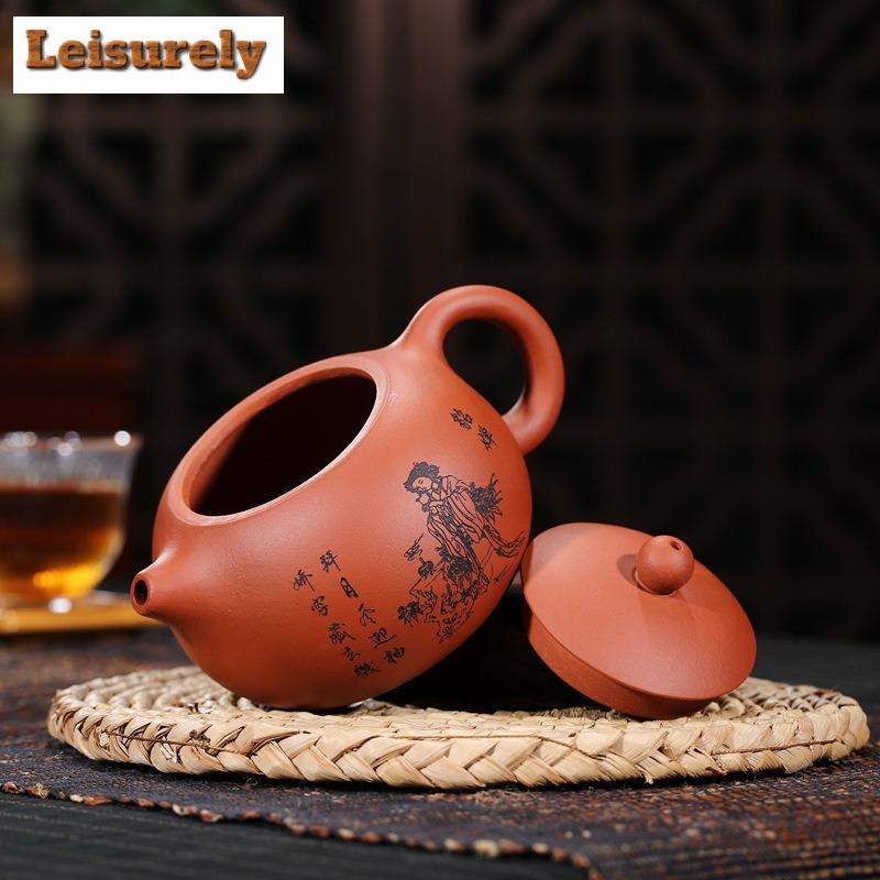 300ml Exquisite Yixing Purple Clay Teapots Handmade Xishi Pot Raw Ore Qingshui Mud Kettle Chinese Zisha Tea Set Collection Craft