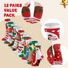 JOYFY 12 Pairs Christmas Socks Christmas Crew Socks for Women Holiday or Birthday Gift