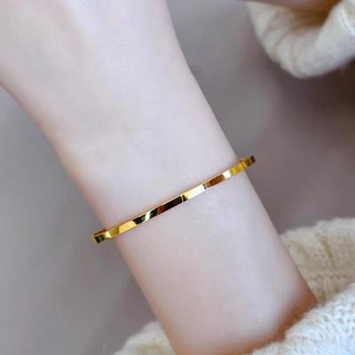 Women's Shiny Titanium Steel Closed Ring Matching Bracelet For Best Friends Couples Tarnish Free Simple Design