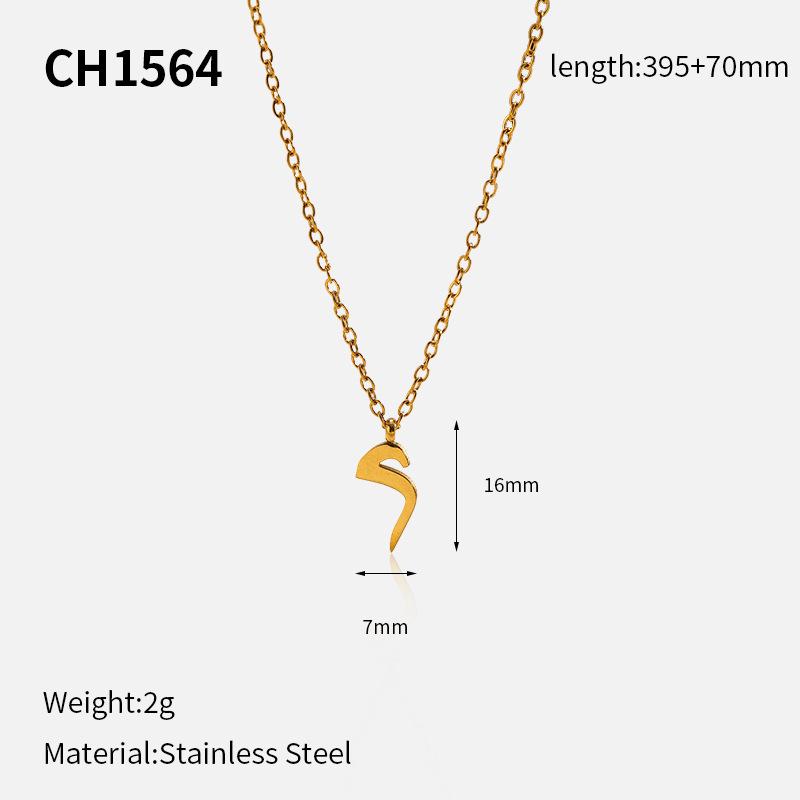 Hot Selling 18k Arabic Letter Pendant Stainless Steel Necklace Stylish Simple Titanium Steel Clavicle Chain