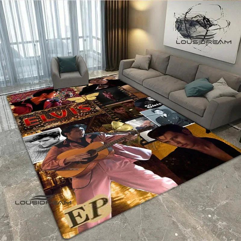Tappeto Stampato Retro E-Elvis-Presley Tappeto per Soggiorno Camera da Letto Zerbino Antiscivolo Oggetti di Scena per Fotografia Tappeto Kawaii Regalo di Compleanno