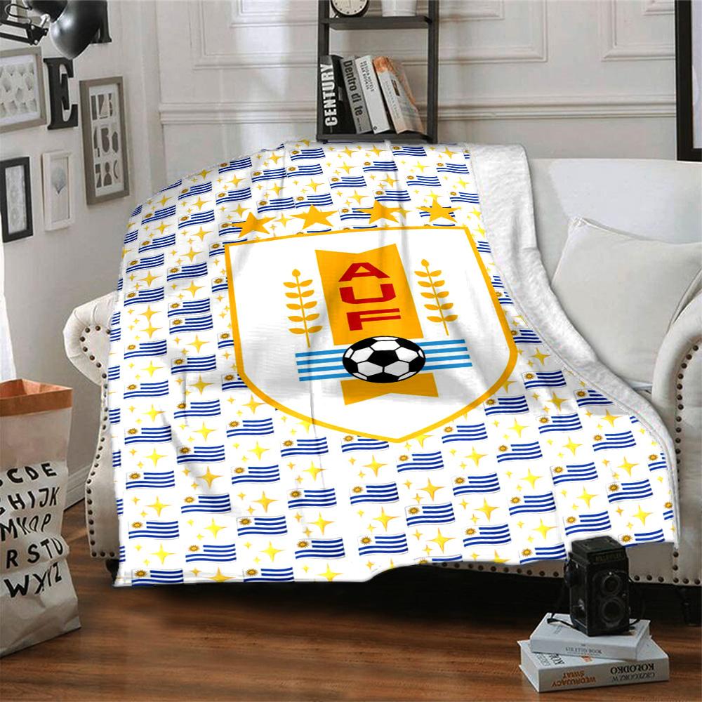 Uruguay Celeste Football Print Flannel Blanket High Quality Warm Comfortable Cover for All Seasons Perfect for Gifts Home Decor