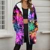 Women's Christmas Printed Fashionable Loose Zipper Fleece Hoodie Jacket