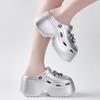 Silver Color Platform Slippers For Women Summer High Heel Shoes Thick Sole DIY Dog Girls Beach Slides Fashion Street Sandals