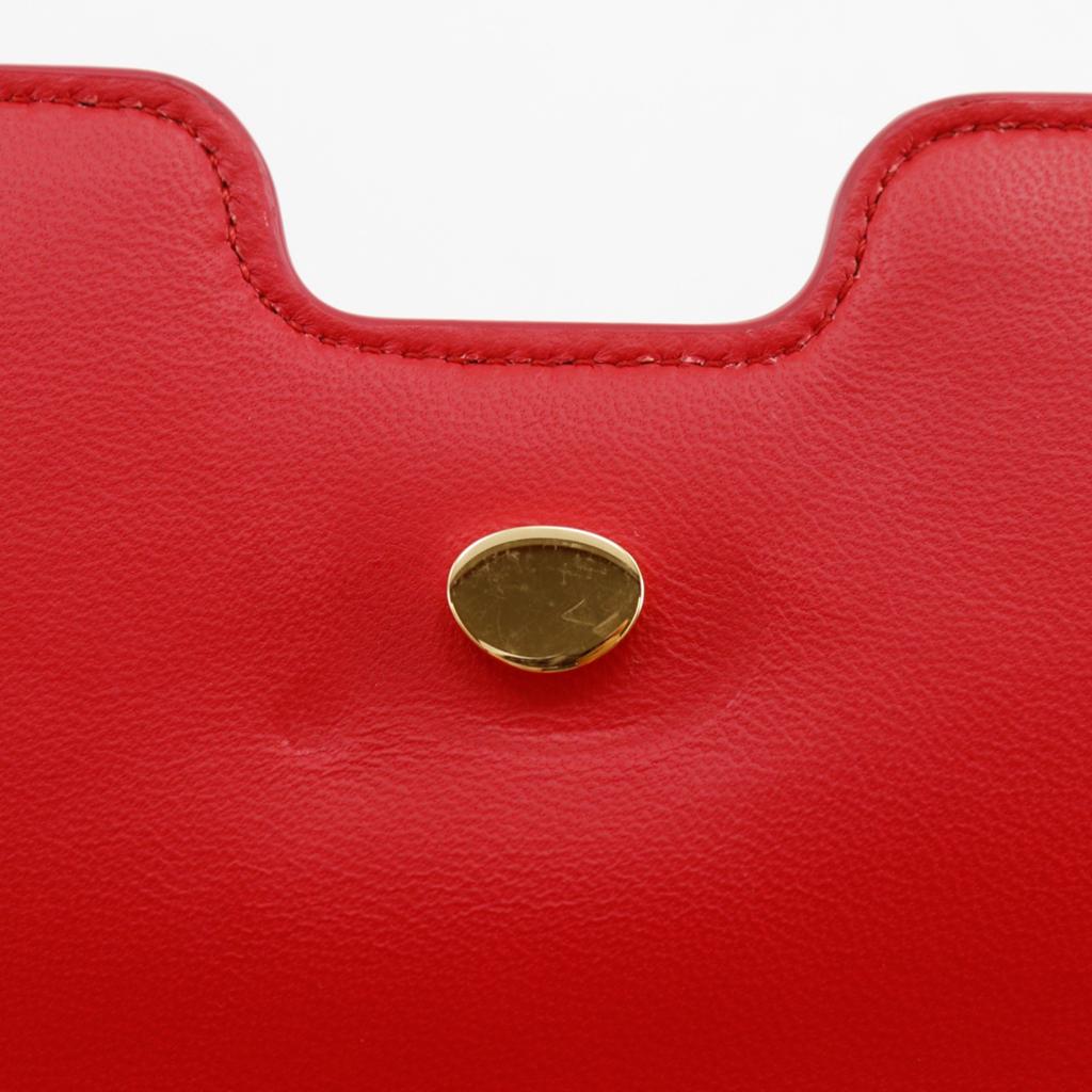 BURBERRY Small Grainy TB Shoulder Bag 2-way clutch Red Calfskin Women Used
