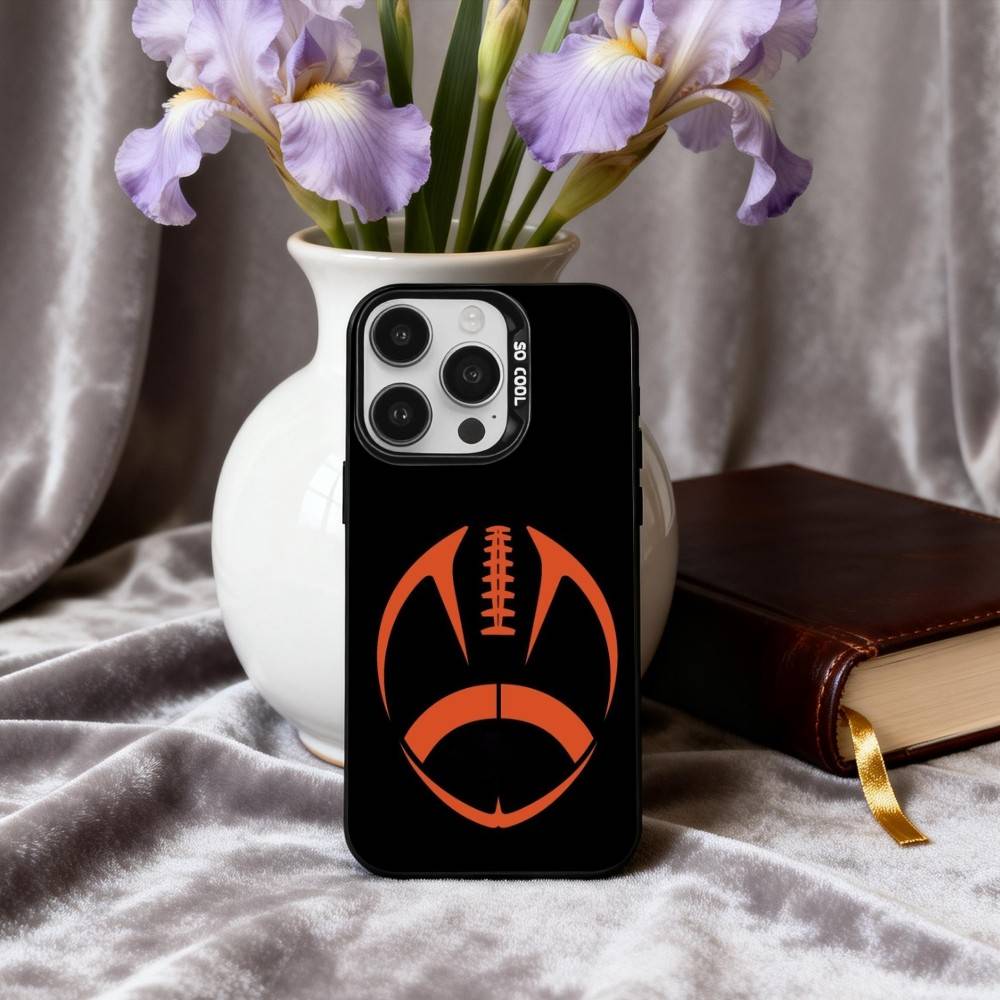 Physical American Football sport Phone Case For iPhone17,16,15,14,13,12,11 Plus,Pro Max Black Candy silver phone case