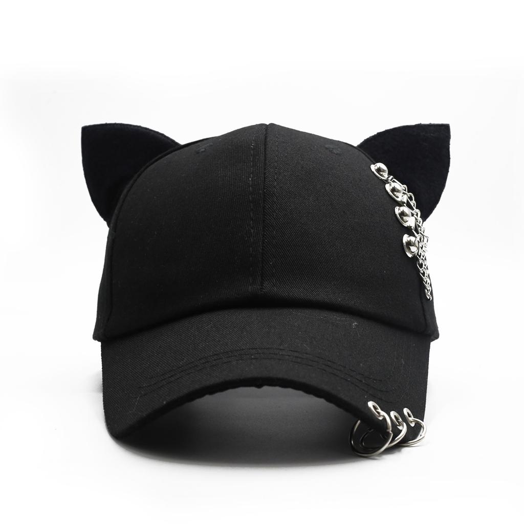 New Parent-child Metal Decorative Baseball Cap Personalized Ears Iron Ring Cap Female Street Couple Hip-hop Hat