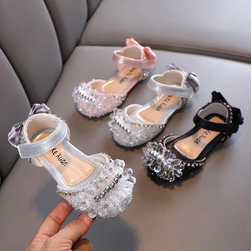 Autumn New Style Ladylike Baby Girl Girls' Princess Rhinestone Flat Shoes, Leather Shoes, Dance Performance Shoes Small/medium/large