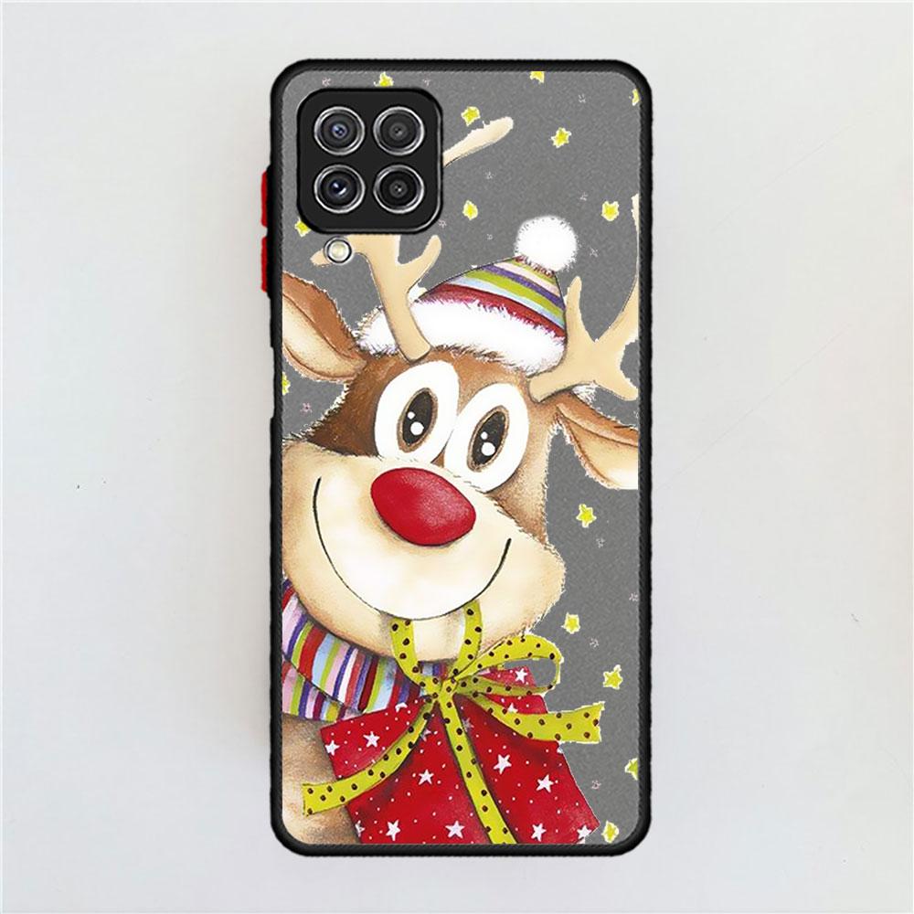 Χριστουγεννιάτικα Πρωτοχρονιάτικα Δώρα Θήκη Elk Snow Ματ Για Samsung Galaxy A52 A12 A51 A32 A21s A71 A32 5G A12 A22 A53 A70 A50 Κέλυφος Τηλεφώνου