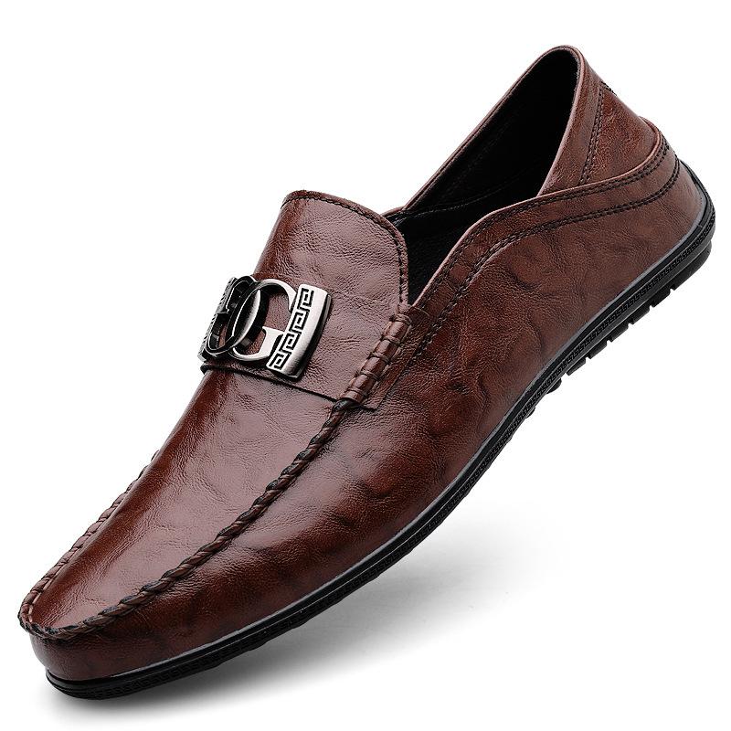 Men's Shoes Summer Beanie Shoes Men's Leather Hollow Hole Sandals Fashion Men's Shoes Breathable Punching Casual Dual-purpose Leather Shoes