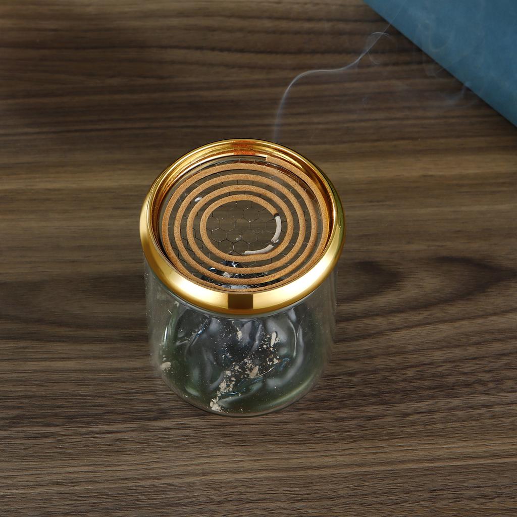 1Pcs Glass Incense Burner Upside Metal Incense Holder Mountain Incense Plate Ash Catcher Buddhism Supplies Home Decor