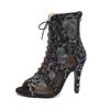 Women's 2024 Plus Size Open-Toe High-Heel Lace-Up Mesh Cut-Out Sandals
