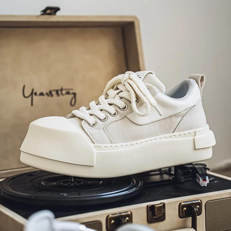 Luxurious Low-Top Men's Shoes Versatile Fashionable Casual Daily Thick Bottomed Shoes Comfortable Canvas Slip-On Adults Footwear