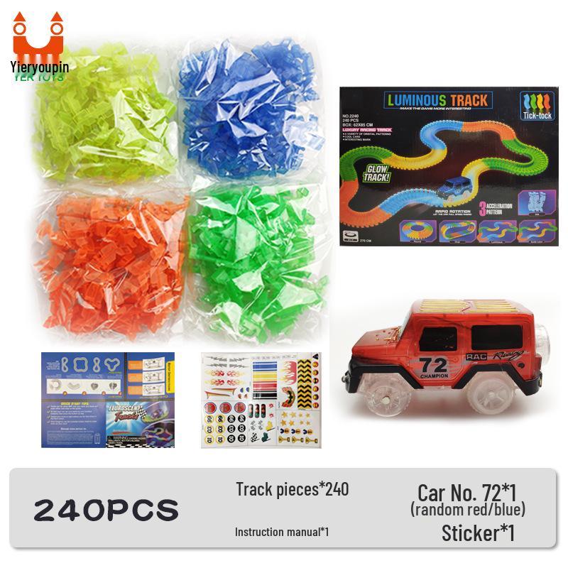 Luminous Magic Track Set: 360-Piece Electric Building Blocks for Kids