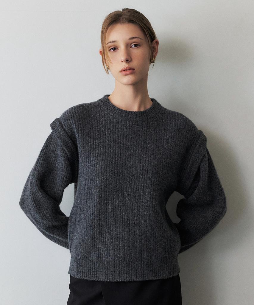 ARTID Merino Wool Sleeve Point Knit_Charcoal