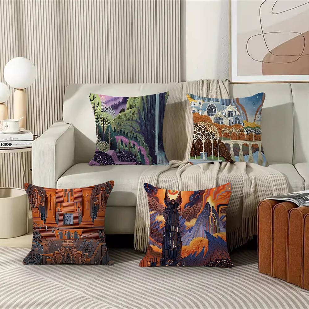Abstract Ring Art Retro Travel Pillow Cushion Cover Pillowcase Living Room Sofa Home Decor Customized