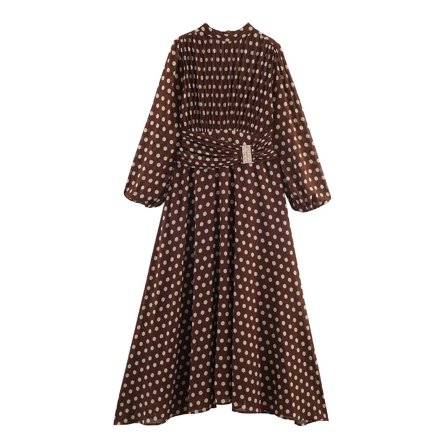 2026 Summer Slim Polka Dot Dress: European & American Casual Fashion for Women Small