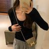 U-neck Long Sleeve Slim Fit Chic Top Women's Autumn Winter Slim Short Inner Warm Knit Base Layer Top