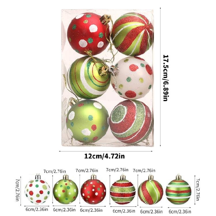 6pcs Christmas Tree Baubles Pendant Colorful Polkas Dots Balls Holiday Decoration Handmade Festival Tree Embellishments