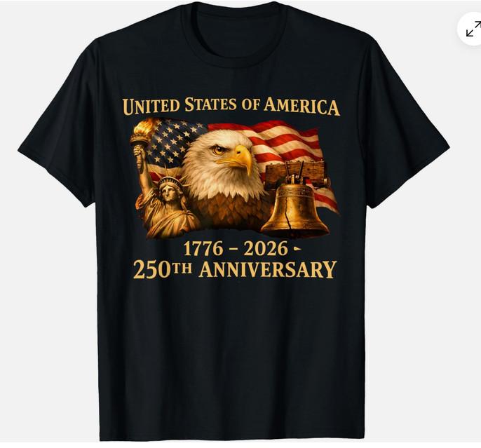 250 Years 1776-2026 250th Birthday Unisex T-Shirt M