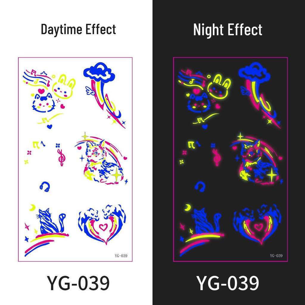 Neon Glow Music Festival Tattoo Stickers: Bright Fluorescent Designs for Concerts and Parties